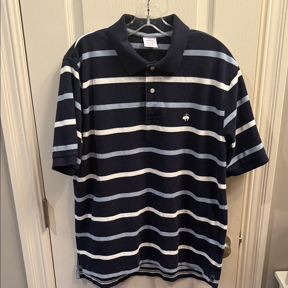 Brooks Brothers Dark Blue and White Striped Polo. Size large - Picture 2 of 6